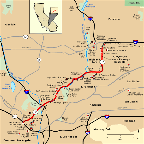 Arroyo Seco Parkway Map | I-5 Exit Guide