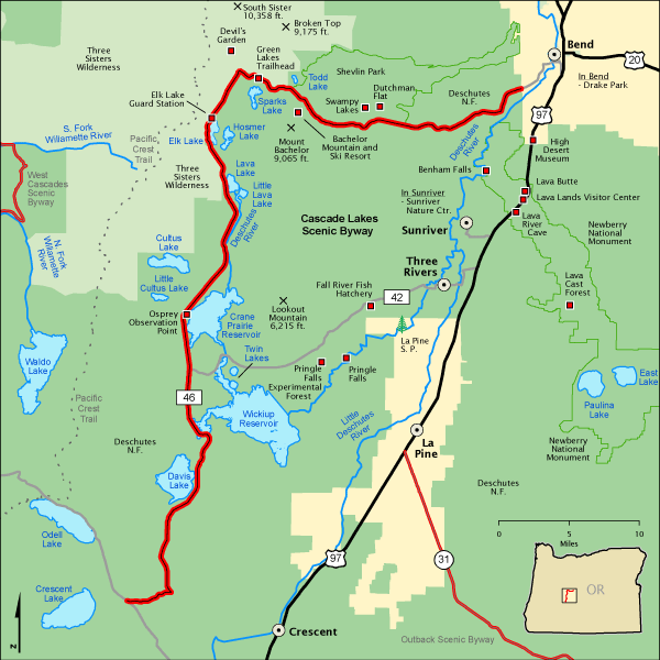 Cascade Lakes Scenic Byway - I-5 Exit Guide